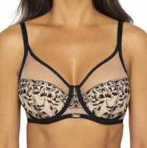 Бюстгальтер +size с шитыми чашками на косточках и контрастной вышивкой AVA
