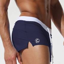 Темно-синие мужские плавки-хипсы с белым поясом Romeo Rossi