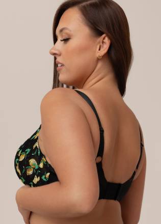 Бюстгальтер с мягкой +size чашкой с принтом в виде лимонов Akcent