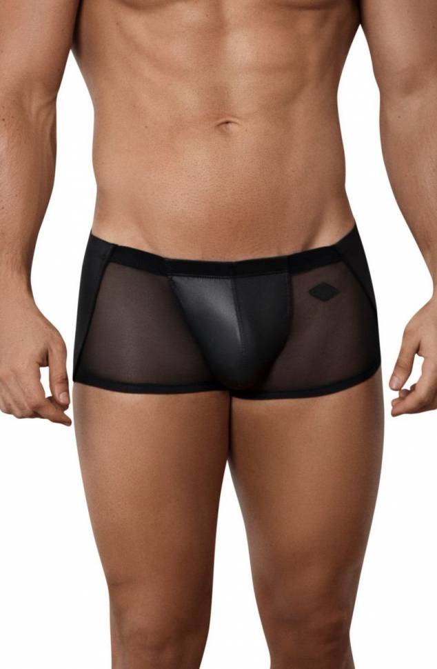 Черные стильные трусы-хипсы с полупрозрачными вставками Hurricane Latin Boxer Clever Masculine Underwear