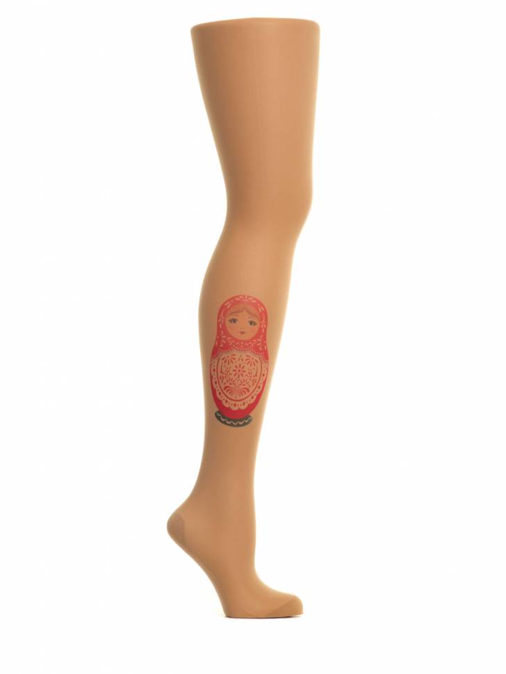 Колготки с принтом в виде матрешки на правой ножке STOP Your Style
