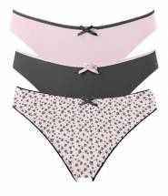 Набор из 3 черно-розовых трусиков-слип Olivia Pretty Polly