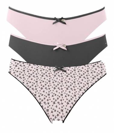 Набор из 3 черно-розовых трусиков-слип Olivia Pretty Polly