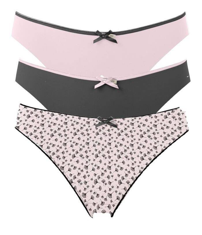 Набор из 3 черно-розовых трусиков-слип Olivia Pretty Polly