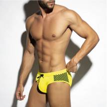 Желтые мужские плавки с принтованными боковыми вставками Romeo Rossi