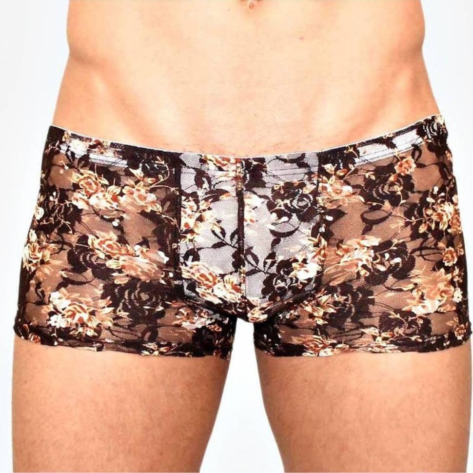 Мужские сетчатые боксеры с бежевыми розами Rose Boxer Romeo Rossi