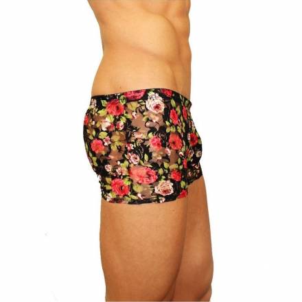 Мужские трусы-боксеры из сетки с яркими розами Rose Boxer Romeo Rossi