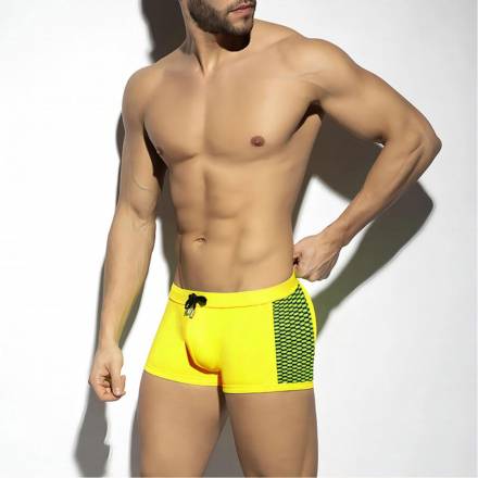 Желтые мужские плавки-боксеры с принтованными вставками по бокам Romeo Rossi