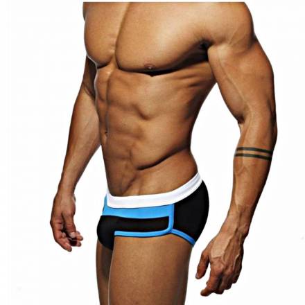 Черные мужские плавки с контрастными полосами на поясе Romeo Rossi