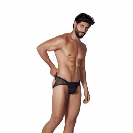 Черные трусы-джоки с ажурными вставками Urge Jockstrap Clever Masculine Underwear