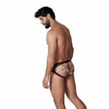 Черные трусы-джоки с ажурными вставками Urge Jockstrap Clever Masculine Underwear