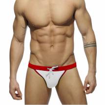 Белые мужские плавки-танга с ярким поясом Romeo Rossi