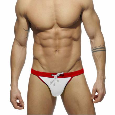 Белые мужские плавки-танга с ярким поясом Romeo Rossi