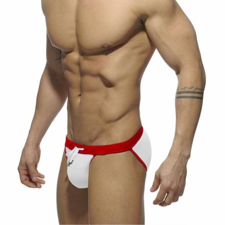 Белые мужские плавки-танга с ярким поясом Romeo Rossi