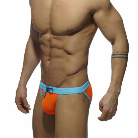 Оранжевые мужские плавки-танга с ярким поясом Romeo Rossi