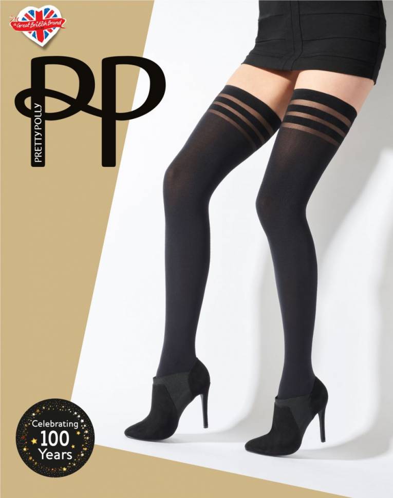 Плотные чулки на широкой силиконовой резинке Pretty Polly
