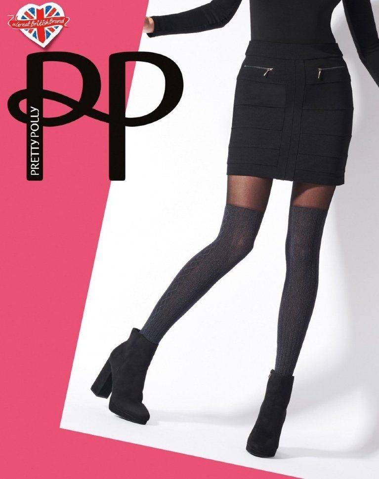 Колготки в мелкий рубчик с имитацией ботфорт Pretty Polly