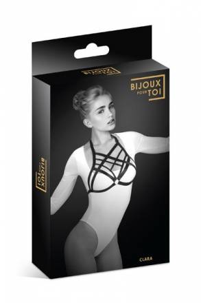 Черная упряжь на грудь Clara Bijoux Pour Toi