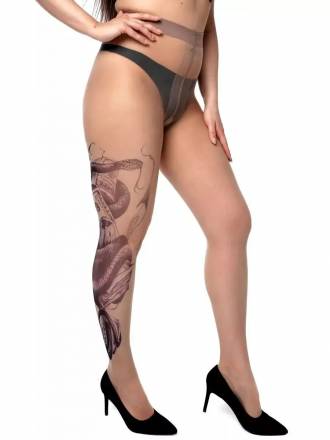 Колготки +size с имитацией тату в виде змеи STOP Your Style