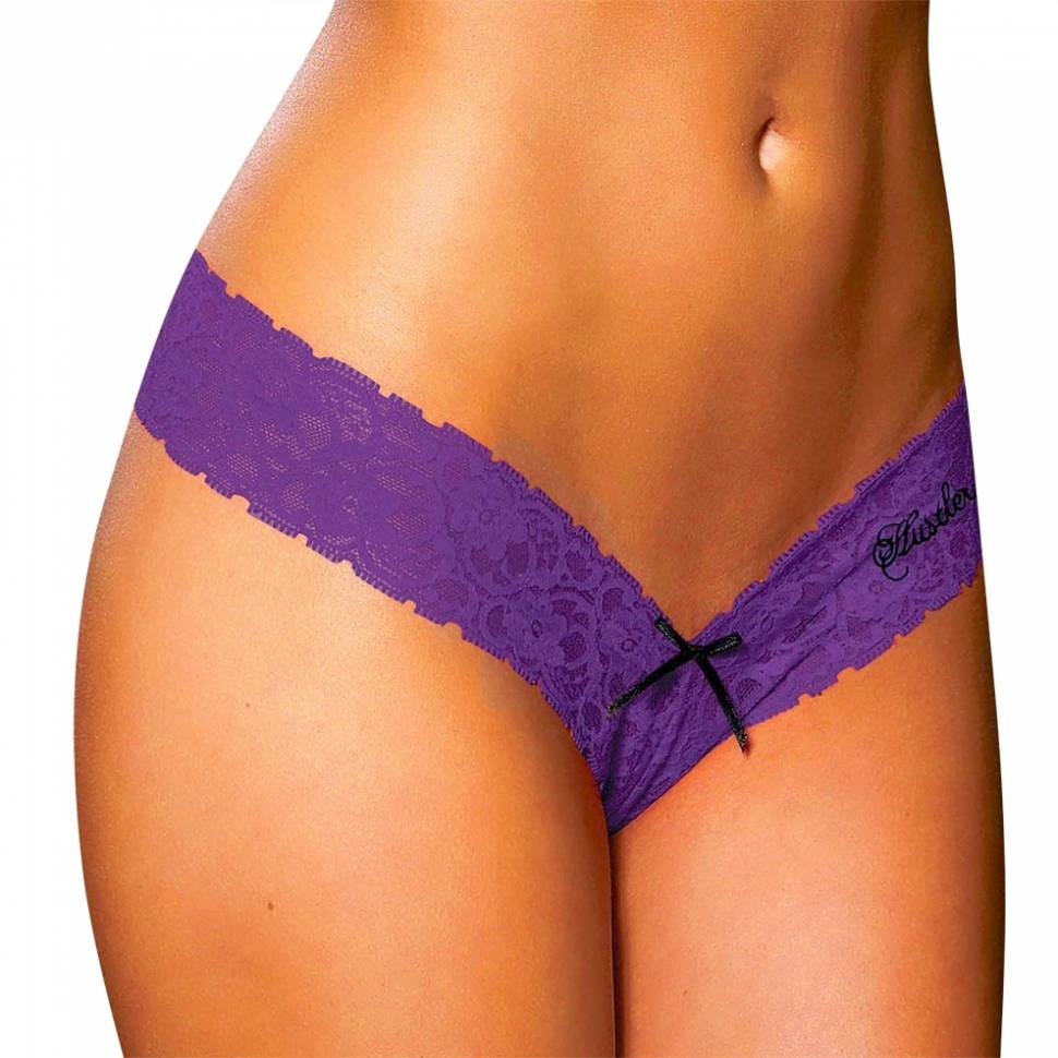 Фиолетовые ажурные трусики-танга Hustler Lingerie