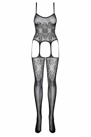 Комбинезон-чулок с открытыми бёдрами и крупным ажурным рисунком Obsessive