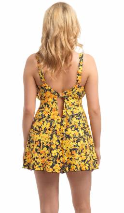 Жёлтый пляжный топ-танкини с цветочным принтом Akcent