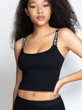 Женский укороченный топ из мягкого трикотажа в рубчик Opium