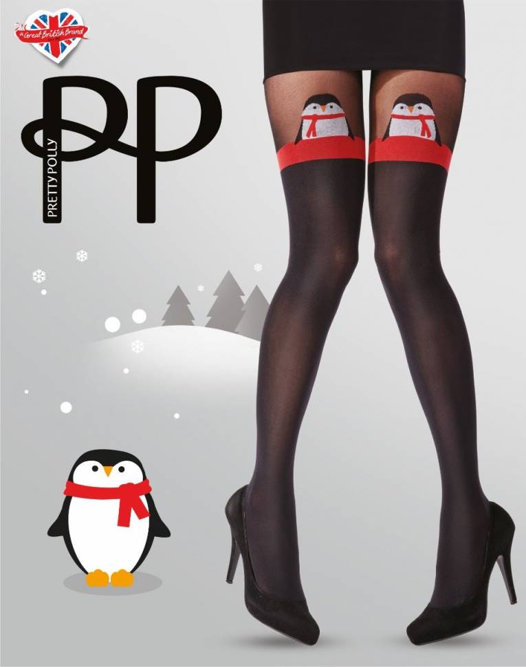 Забавные колготки с имитацией ботфорт и пингвинами Pretty Polly
