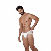 Белые трусы-джоки с ажурными вставками Urge Jockstrap Clever Masculine Underwear