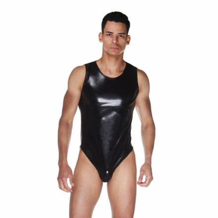 Мужское wet-look боди с прозрачной спинкой La Blinque