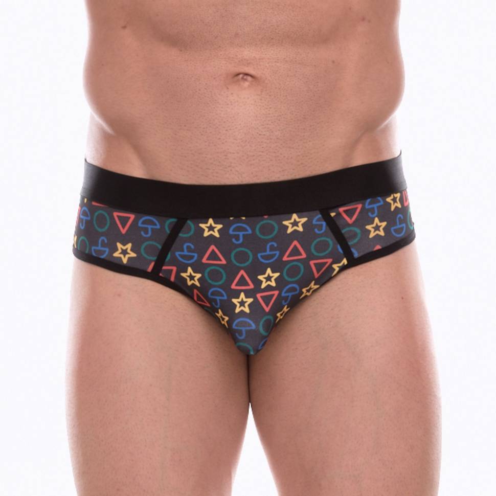 Темно-серые мужские трусы-джоки с принтом в виде цветных значков Don Moris
