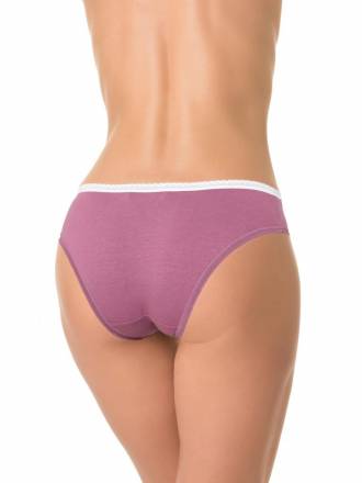 Хлопковые трусики-слипы с контрастной узкой кружевной резинкой Amoret