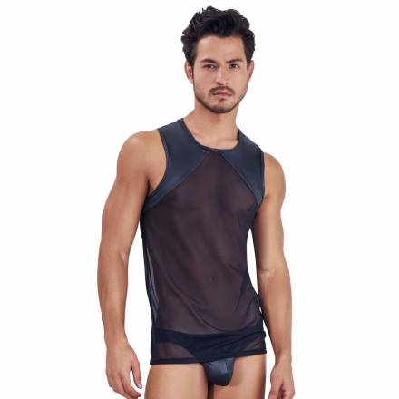 Черная прозрачная мужская майка Audacy Tank Top Clever Masculine Underwear