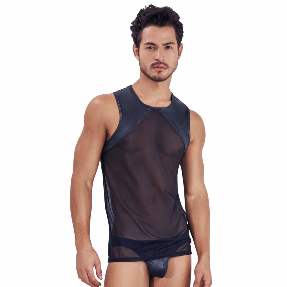 Черная прозрачная мужская майка Audacy Tank Top Clever Masculine Underwear