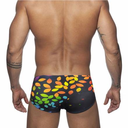 Черные мужские плавки с цветными листиками Romeo Rossi