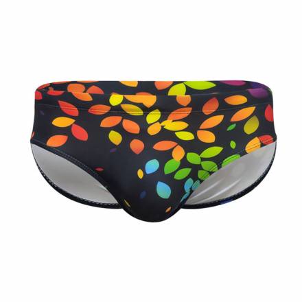 Черные мужские плавки с цветными листиками Romeo Rossi