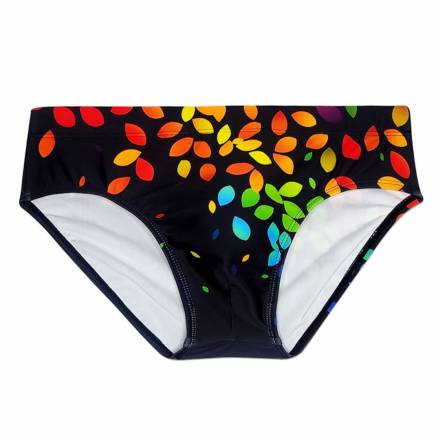 Черные мужские плавки с цветными листиками Romeo Rossi