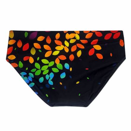 Черные мужские плавки с цветными листиками Romeo Rossi