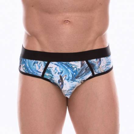 Мужские трусы-джоки с принтом в виде волн и китов Don Moris