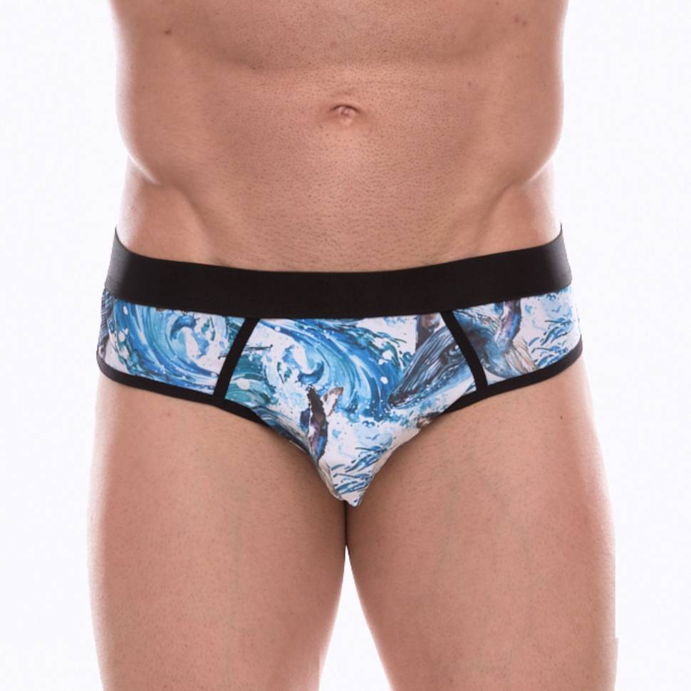 Мужские трусы-джоки с принтом в виде волн и китов Don Moris