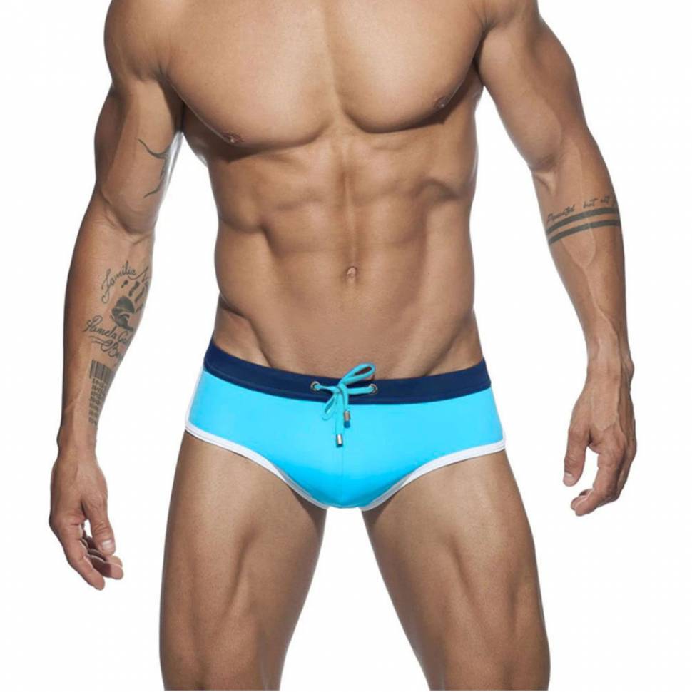 Голубые мужские плавки-брифы с контрастной отделкой Romeo Rossi