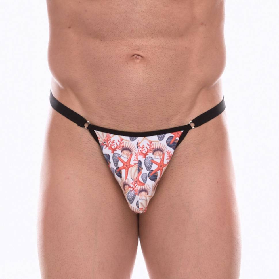 Мужские трусы-тонги с принтом в виде разноцветных ракушек Don Moris