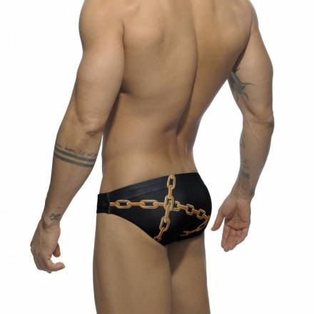 Мужские чёрные плавки с принтом в виде цепей Romeo Rossi