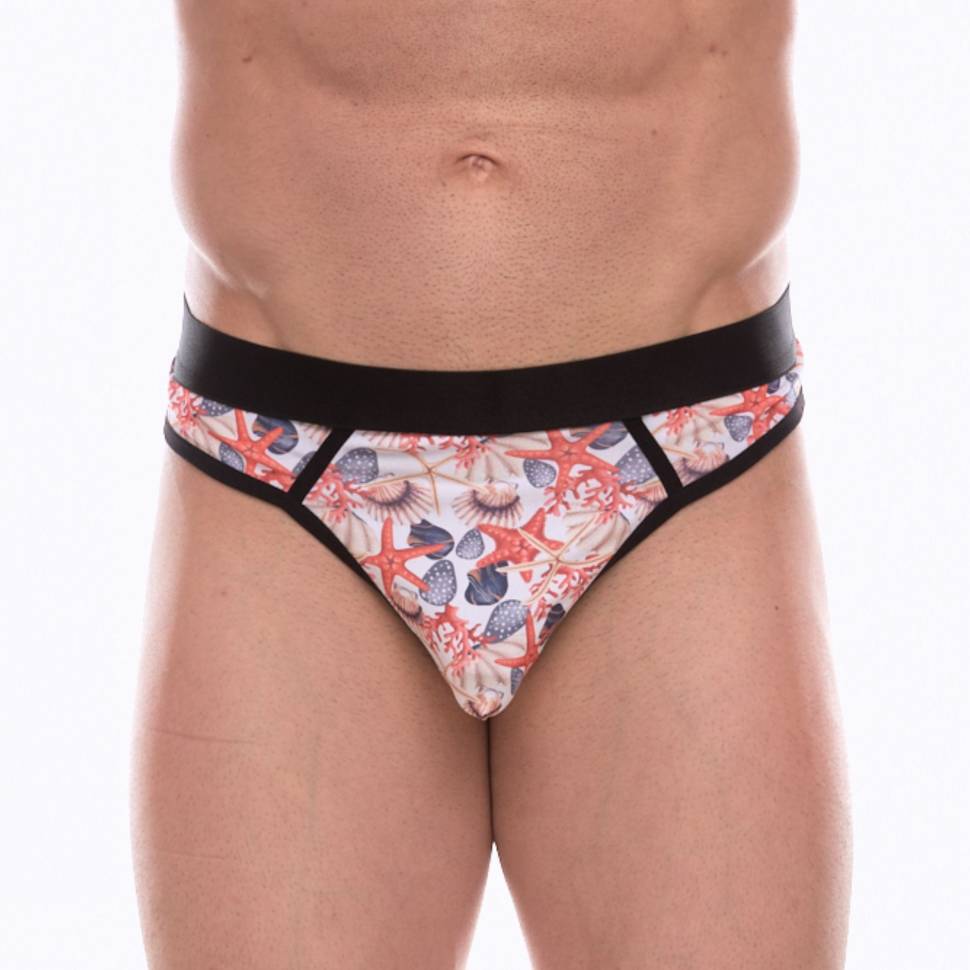 Мужские трусы-стринги с принтом в виде разноцветных ракушек Don Moris