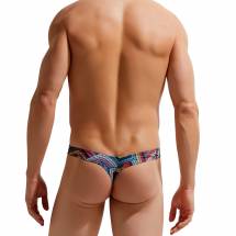 Мужские трусы-тонги с разноцветным геометрическим принтом Gauvine