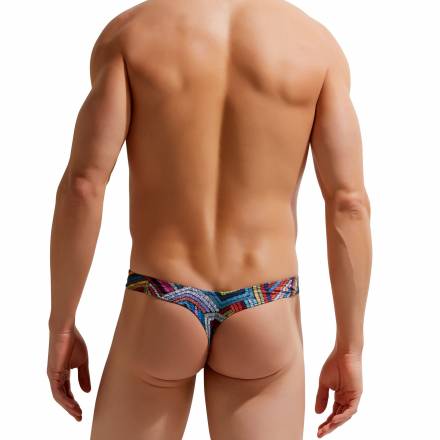 Мужские трусы-тонги с разноцветным геометрическим принтом Gauvine