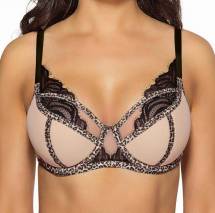 Бюстгальтер на косточках с отделкой кружевом и леопардовым кантом AVA