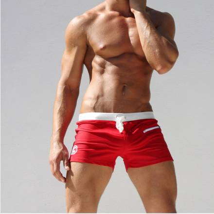 Красные мужские плавки-хипсы с контрастным поясом Romeo Rossi