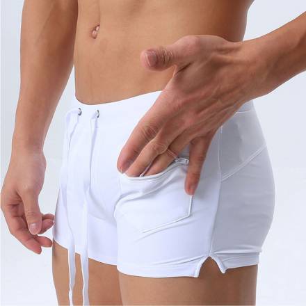 Белые мужские плавки-хипсы с кармашком на замке Romeo Rossi