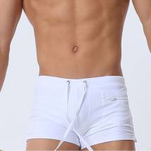 Белые мужские плавки-хипсы с кармашком на замке Romeo Rossi